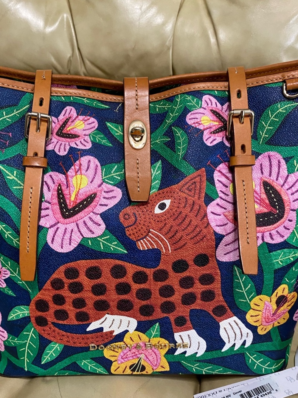 RARE Dooney Bourke Islamorada Large Bag Dover Tote Tropical Panama Jungle - Picture 2 of 14
